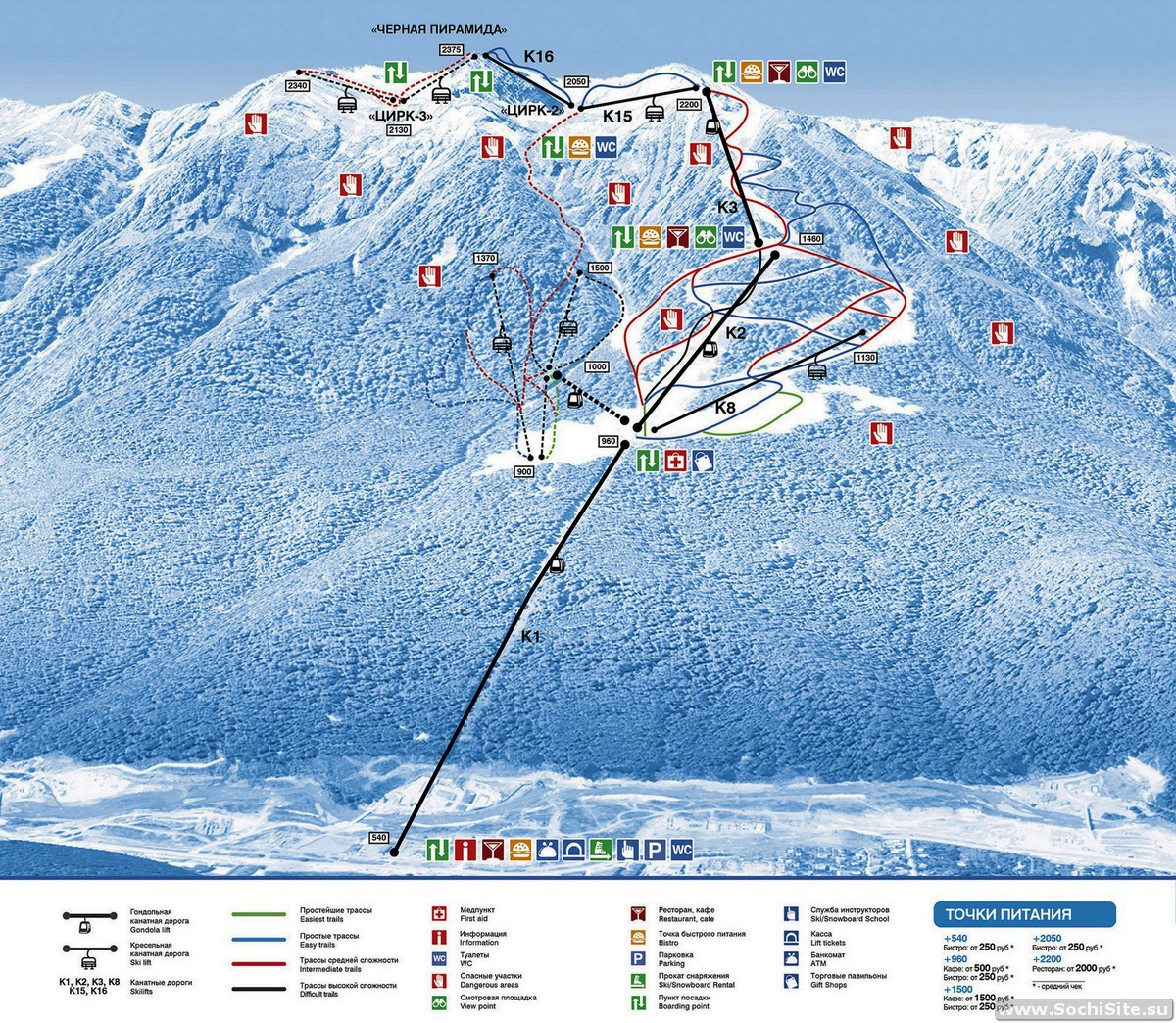 Красная поляна карта курорта с подъемниками